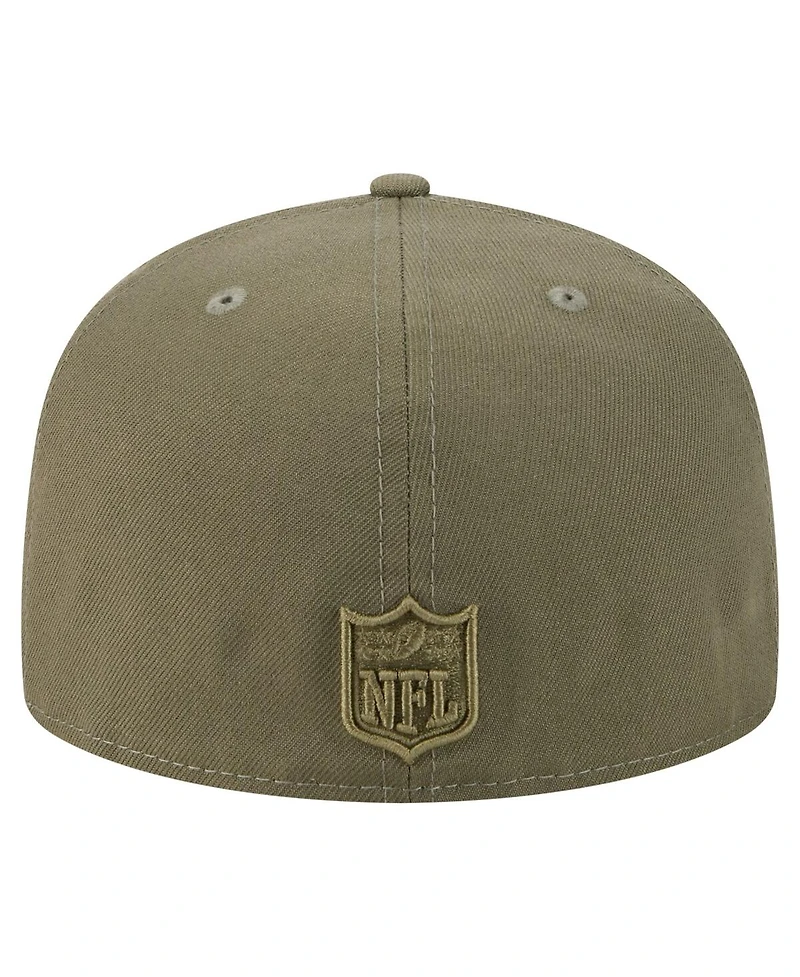New Era Men's Olive York Jets Color Pack A-Frame 59FIFTY Fitted Hat