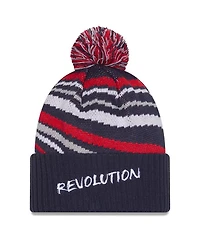 New Era Men's Navy New England Revolution 2025 Jersey Hook Cuffed With Pom Knit Hat
