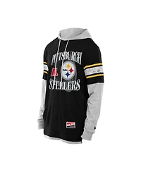 New Era Men's Black Pittsburgh Steelers Twofer Layered Long Sleeve Hoodie T-Shirt