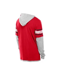 New Era Men's Red Kansas City Chiefs Twofer Layered Long Sleeve Hoodie T-Shirt