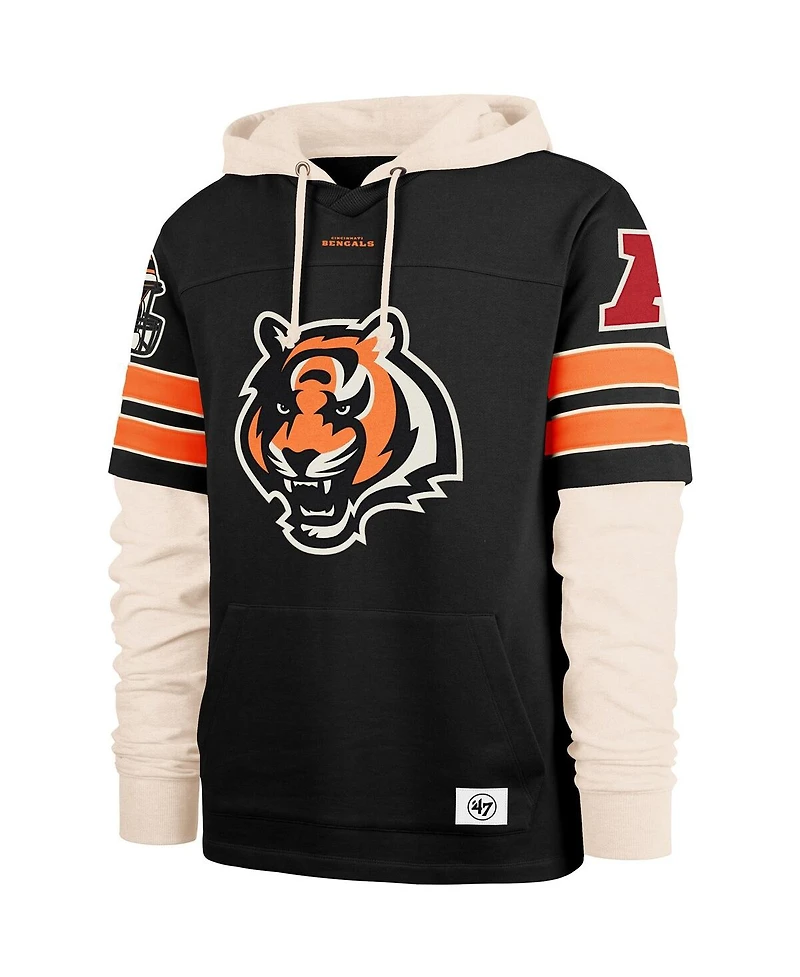 '47 Brand Men's Black Cincinnati Bengals Split Zone Cornerback Duo Hoodie