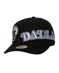 Mitchell & Ness Men's Black Dallas Mavericks Busted Logo Wordmark Wrap Around Pro Pinch Adjustable Hat
