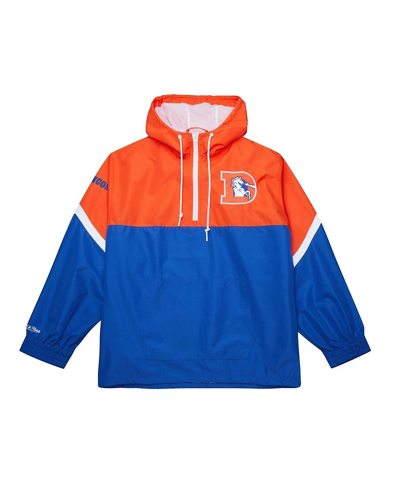 Mitchell & Ness Men's Orange/Royal Denver Broncos Tie Breaker Vintage Logo Lightweight Anorak Half-Zip Windbreaker
