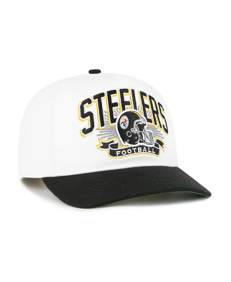 '47 Brand Big Boys and Girls White/Black Pittsburgh Steelers Prime Play Hitch Adjustable Hat