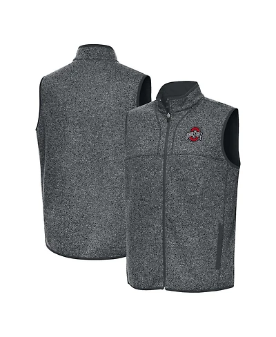 Antigua Men's Heather Gray Ohio State Buckeyes Fortune Full-Zip Vest