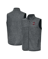 Antigua Men's Heather Gray Ohio State Buckeyes Fortune Full-Zip Vest