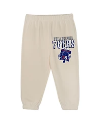 Mitchell & Ness Toddler 2-Piece Cream Philadelphia 76ers Hang Time Oversized Pullover Hoodie and Pants Set