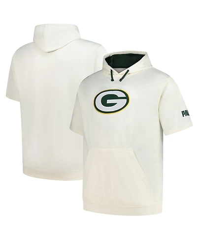 Profile Men's Oatmeal Green Bay Packers Big Tall Chest Print and Logo Short Sleeve Pullover Hoodie