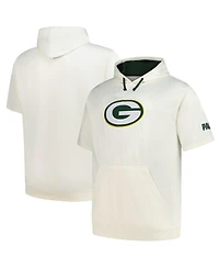Profile Men's Oatmeal Green Bay Packers Big Tall Chest Print and Logo Short Sleeve Pullover Hoodie