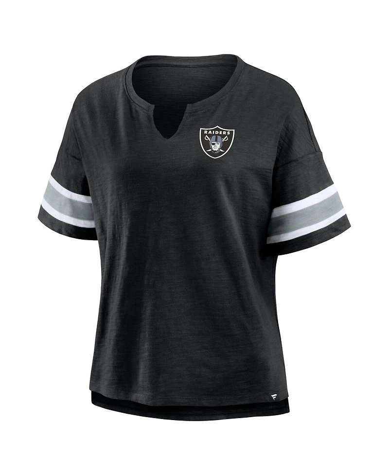 Fanatics Women's Black Las Vegas Raiders Plus Size Redzone Notch Neck T-Shirt