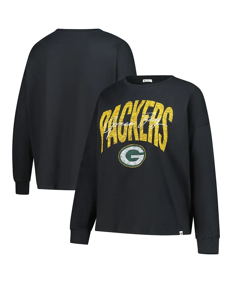 '47 Brand Women's Black Green Bay Packers Plus Muse Sydney Long Sleeve T-Shirt