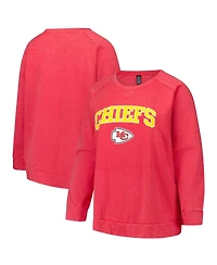Profile Women's Red Kansas City Chiefs Acid Wash Raglan Pullover Sweatshirt