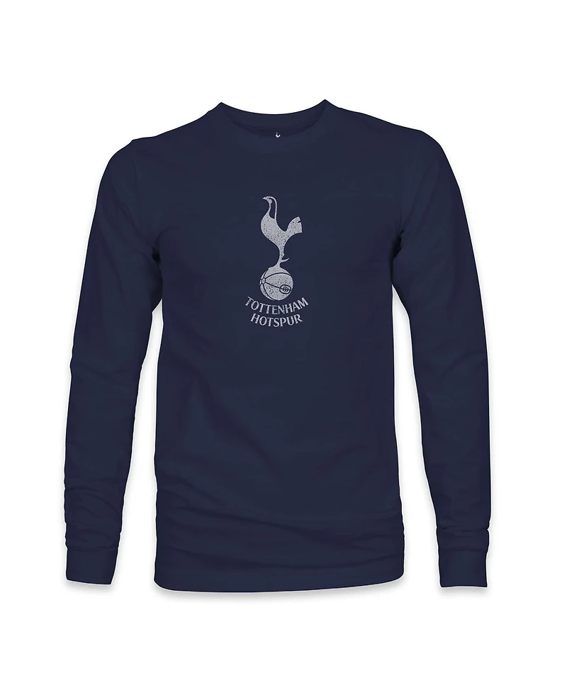 1863FC Men's Navy Tottenham Hotspur Mono Badge Long Sleeve T-Shirt