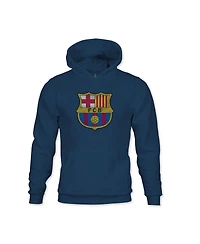 1863FC Big Boys and Girls Navy Barcelona Color Badge Fleece Pullover Hoodie