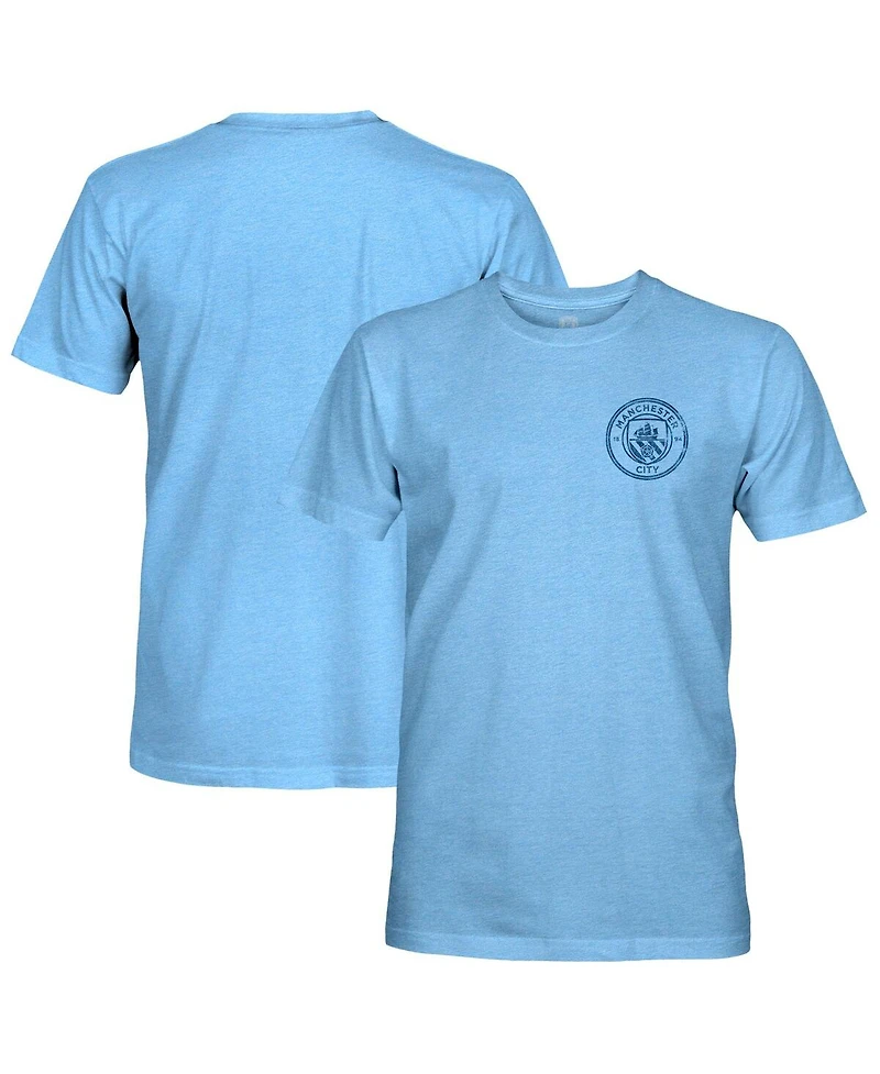 1863FC Men's Sky Blue Manchester City Mono Badge Retro Tri-Blend T-Shirt