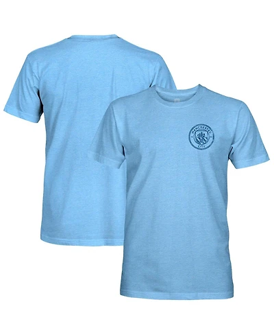 1863FC Men's Sky Blue Manchester City Mono Badge Retro Tri-Blend T-Shirt