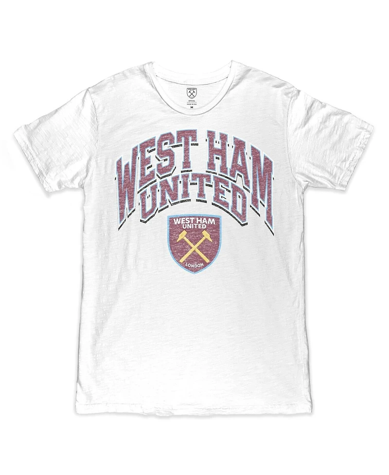 1863FC Men's White West Ham United Retro Wordmark Slub T-Shirt