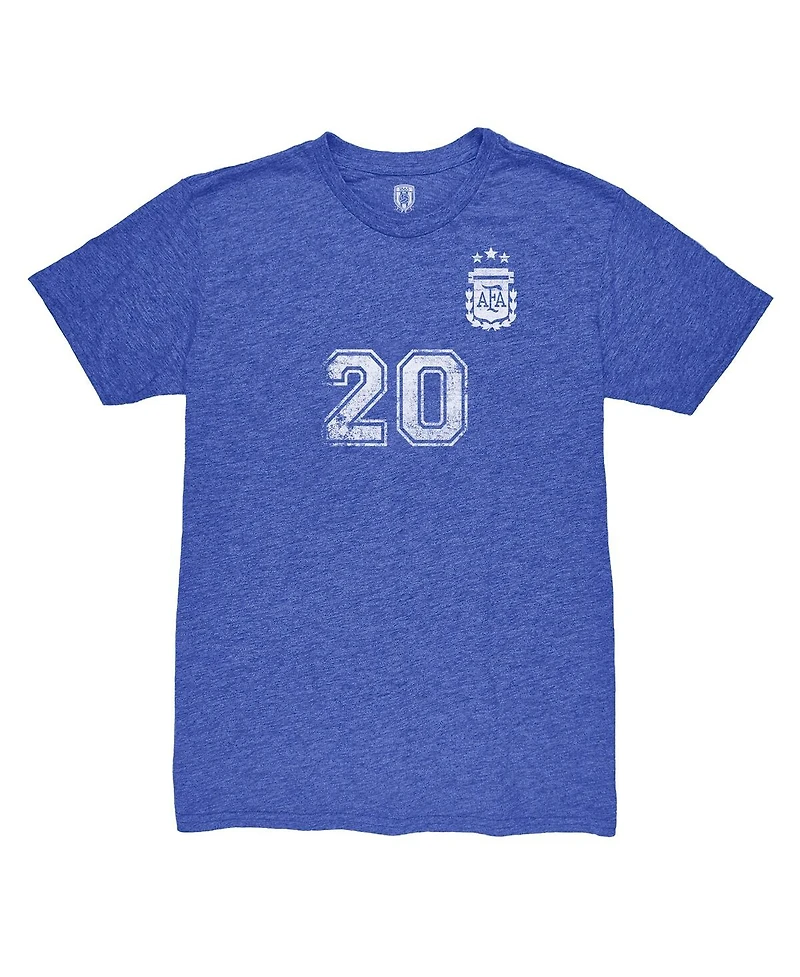 1863FC Men's Alexis Mac Allister Blue Argentina National Team Retro Name Number Tri-Blend T-Shirt
