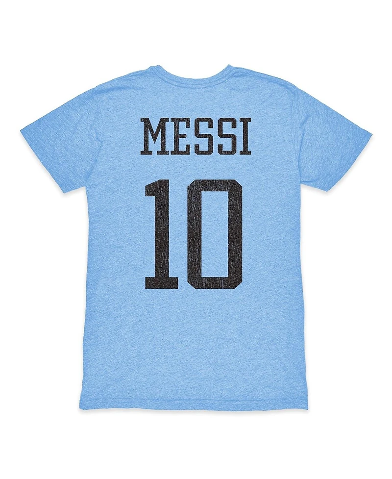 1863FC Men's Lionel Messi Light Blue Argentina National Team Player Retro Tri-Blend T-Shirt