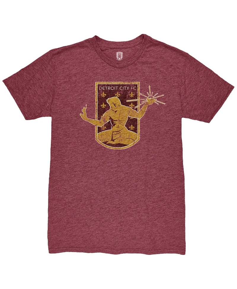 1863FC Men's Maroon Detroit City Fc Color Crest Twisted Tri-Blend Slub T-Shirt