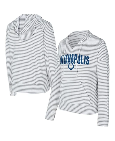 Concepts Sport Women's White/Gray Indianapolis Colts Liftoff Striped V-Neck Hoodie