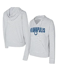 Concepts Sport Women's White/Gray Indianapolis Colts Liftoff Striped V-Neck Hoodie