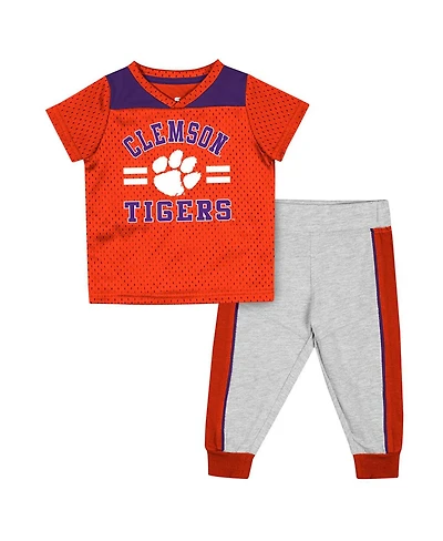 Colosseum Baby Boys and Girls 2-Piece Orange/Heather Gray Clemson Tigers Ka-Boot-It Jersey Pants Set