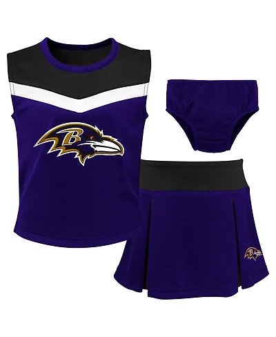 Outerstuff Girls Preschool 2-Piece Purple Baltimore Ravens Spirit Cheerleader Set with Bloomers