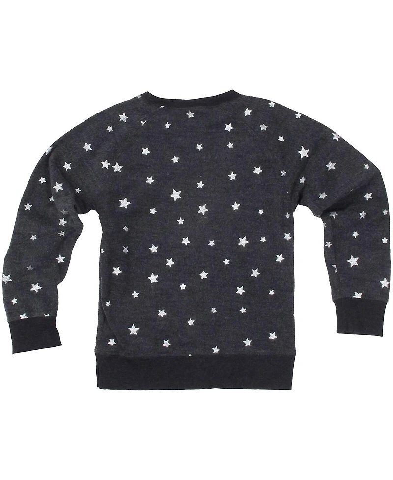 Wes & Willy Big Girls Black Cincinnati Bengals Shimmer Star Reverse Fleece Pullover Sweatshirt