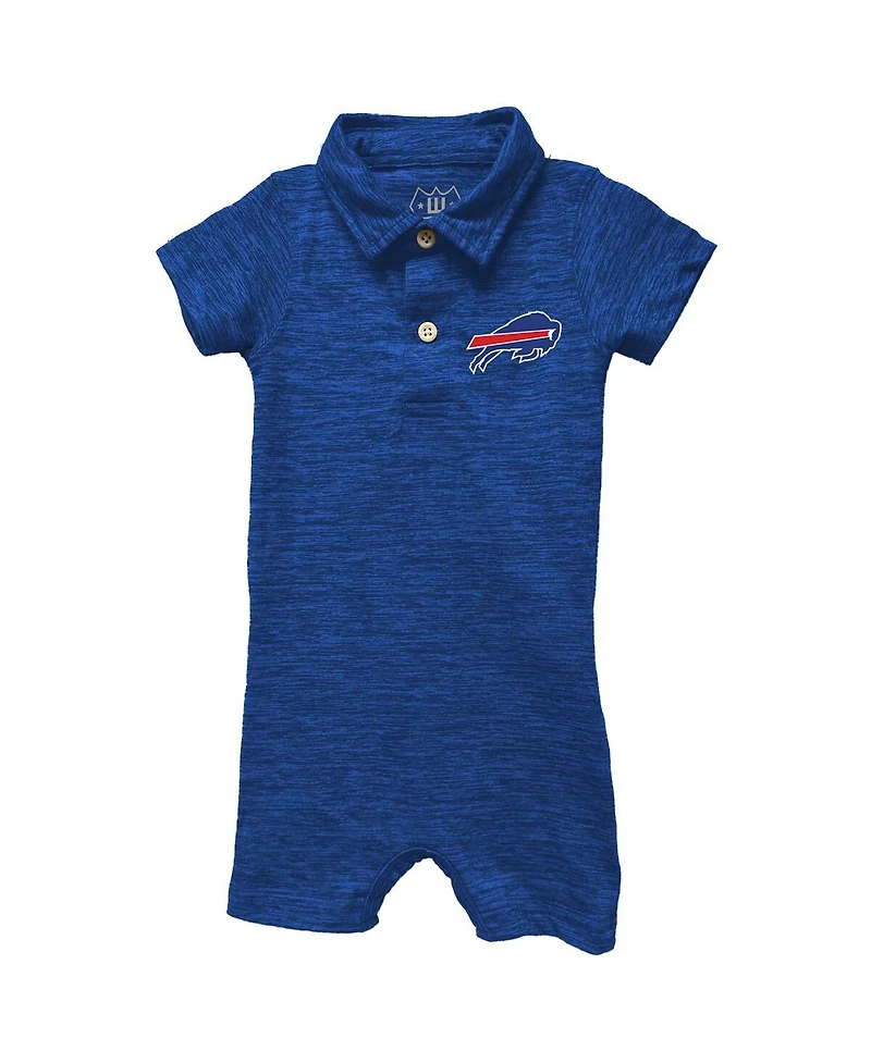 Wes & Willy Baby Boys and Girls Royal Buffalo Bills Short Leg Cloudy Yarn Polo Bodysuit