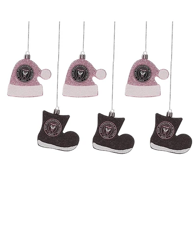 Foco Inter Miami Cf 6-Pack Shatterproof Santa Hat Stocking Ornament Set