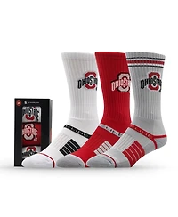 Strideline Men's and Women's 3-Pack Ohio State Buckeyes Premium Knit Crew Socks