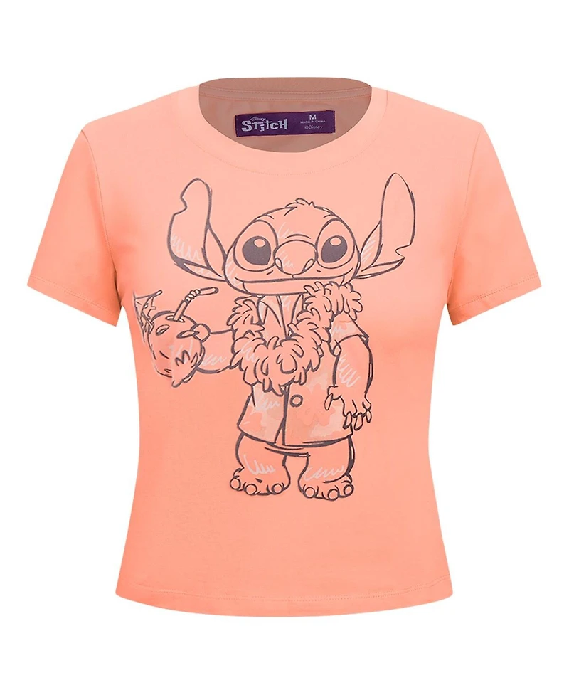 Freeze Max Women's Coral Lilo and Stitch Vacation Baby Doll T-Shirt