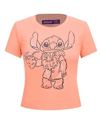 Freeze Max Women's Coral Lilo and Stitch Vacation Baby Doll T-Shirt
