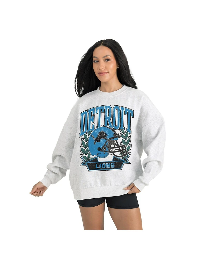 Gameday Couture Women's Gray Detroit Lions Heritage Premium Fleece Pullover Sweatshirt