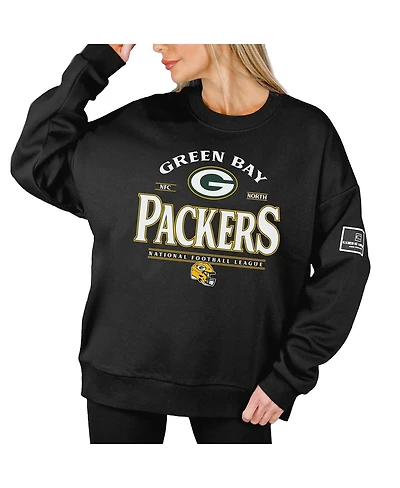 Gameday Couture Women's Black Green Bay Packers Oversized Players Only Label Pullover Sweatshirt