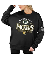 Gameday Couture Women's Black Green Bay Packers Oversized Players Only Label Pullover Sweatshirt