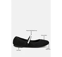 Corphee Pearl Strapped Glitter Ballerinas Women