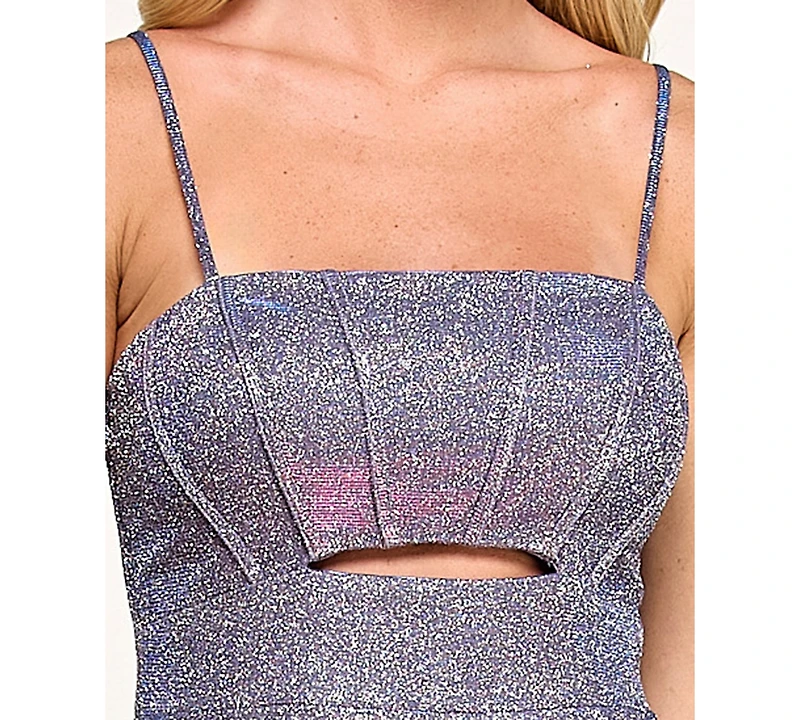 City Studios Juniors' Glitter Sleeveless Fit & Flare Mini Dress