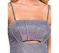 City Studios Juniors' Glitter Sleeveless Fit & Flare Mini Dress