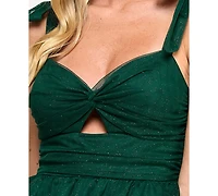 City Studios Juniors' Knot Front Tie Shoulder Tier Skirt Dress