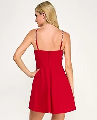 City Studios Women's Beaded Fit and Flare Short Dress