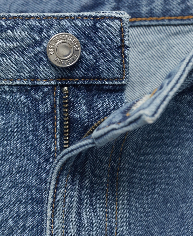 Mango Women's Frayed Hem and Pleats Denim Shorts