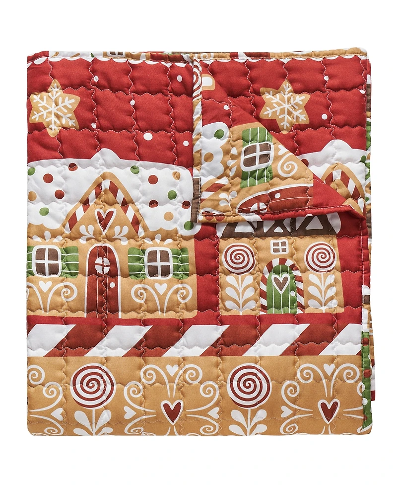Greenland Home Fashions Gingerbread Lane Novelty Holiday Reversible Throw, 50" x 60"