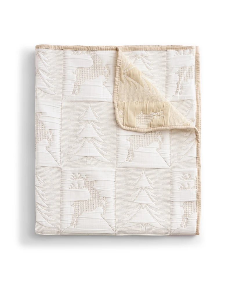 Greenland Home Fashions Reindeer Games Jacquard Woven Reversible Holiday Throw, 50" x 60"