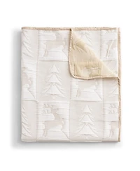Greenland Home Fashions Reindeer Games Jacquard Woven Reversible Holiday Throw, 50" x 60"