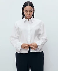 Mango Women's Crop Poplin Shirt