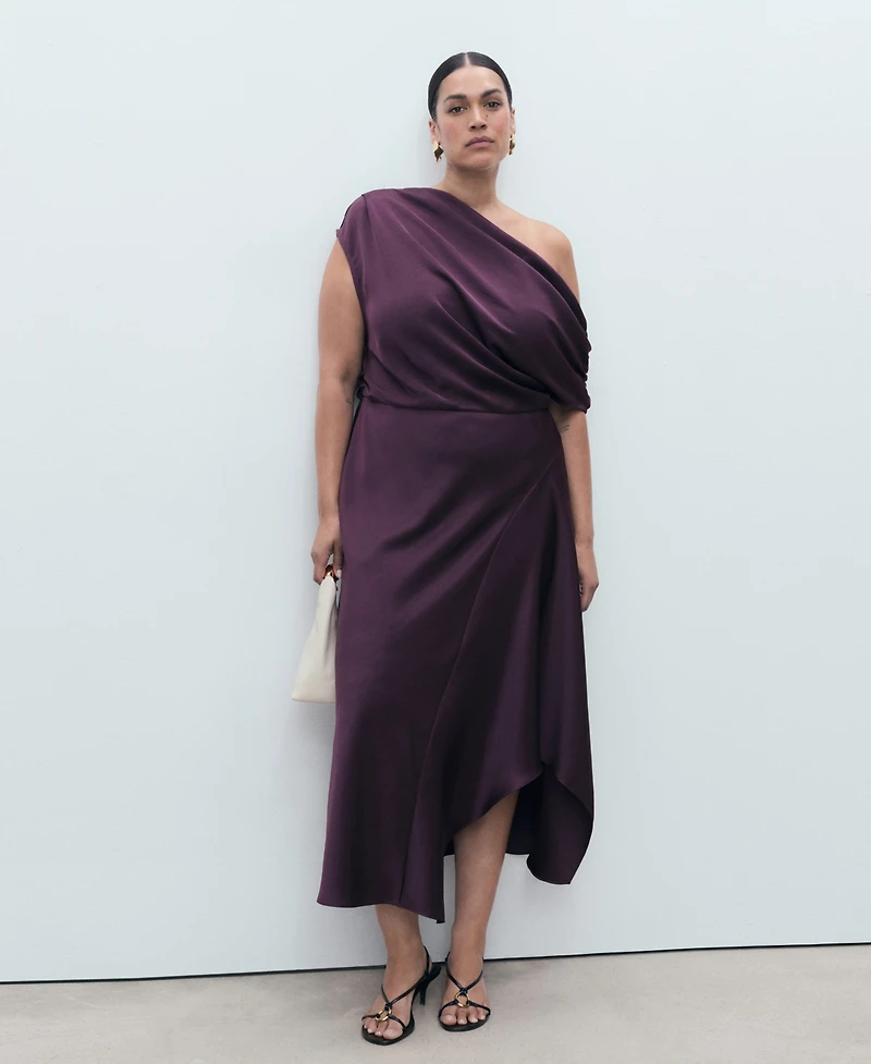 Mango Women's Asymmetrical Satin Dress