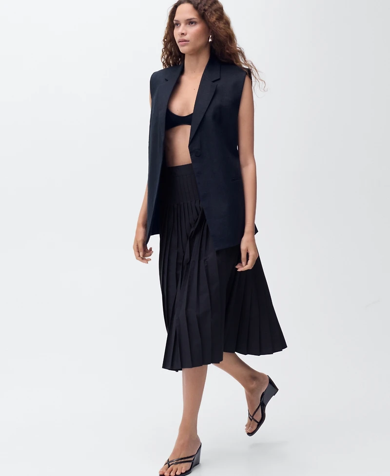 Mango Women's Pleated Midi Skirt