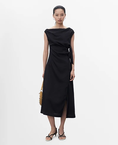 Mango Women's Asymmetrical Knotted Dress